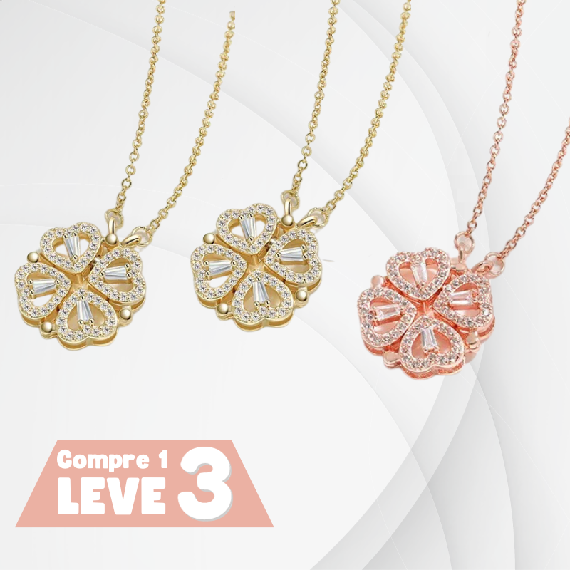 Colar Trevo de Coração Banhado em Ouro 18K [COMPRE 1, LEVE 3]