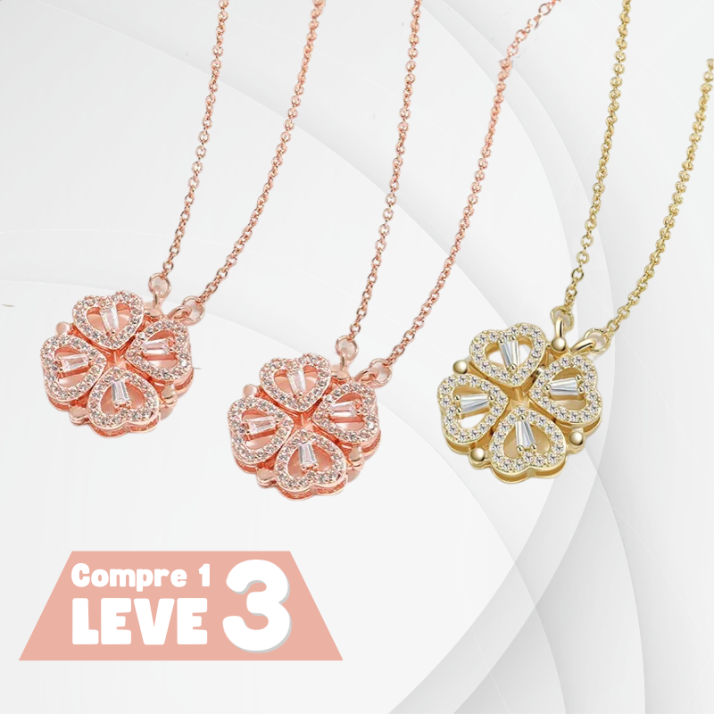Colar Trevo de Coração Banhado em Ouro 18K [COMPRE 1, LEVE 3]