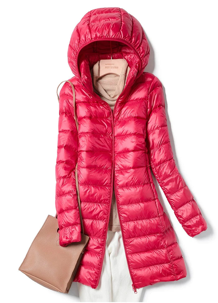 Jaqueta Puffer Longa Rosa