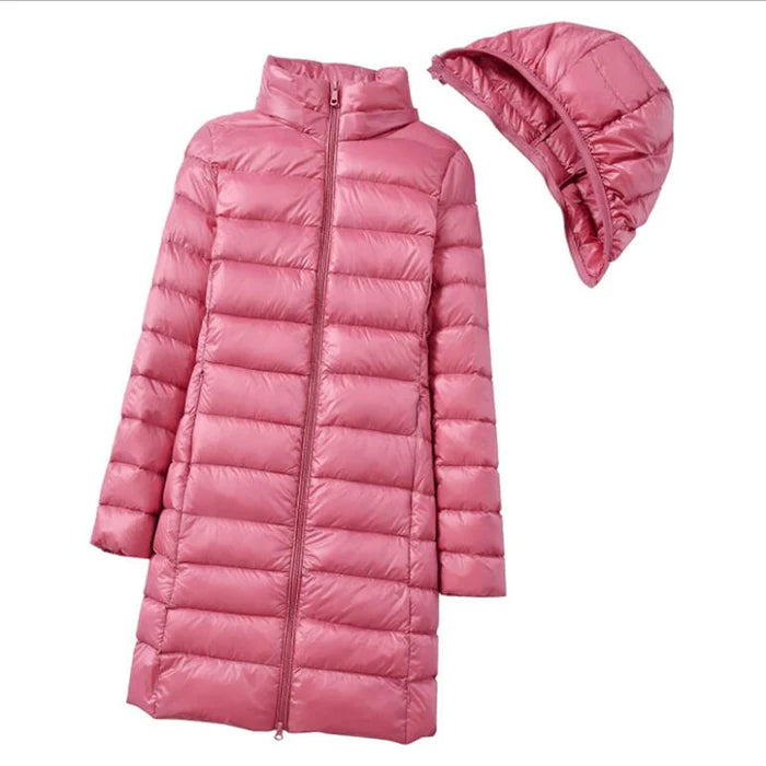 Jaqueta Puffer Longa Rosa