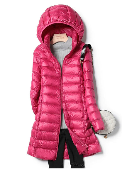 Jaqueta Puffer Longa Rosa