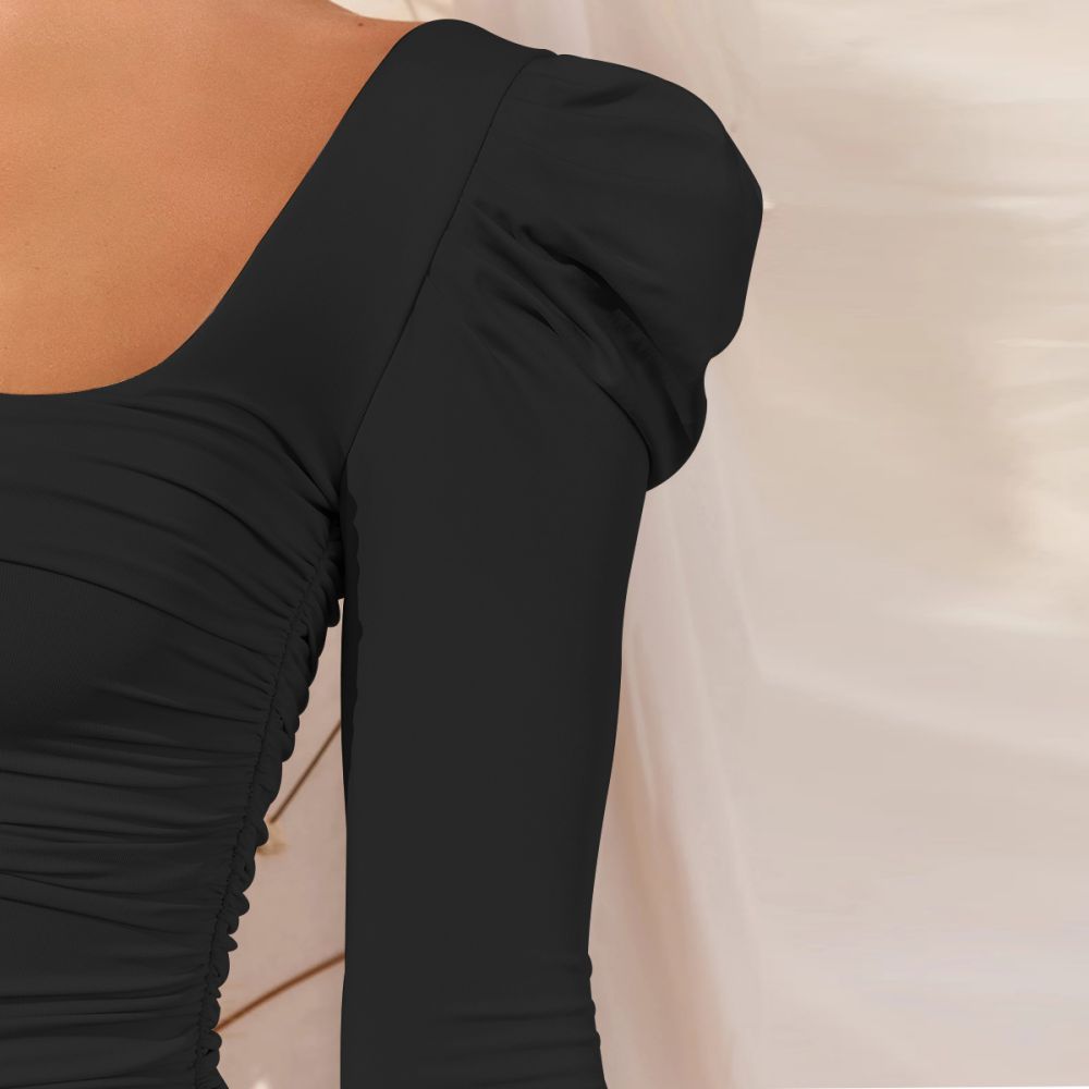 Vestido Curto Manga Longa detalhe