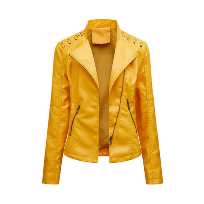Jaqueta de Couro Feminina amarelo