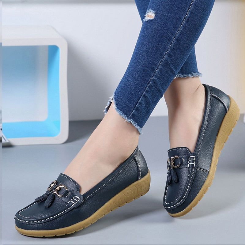 Mocassim Ortopédico Feminino de Couro