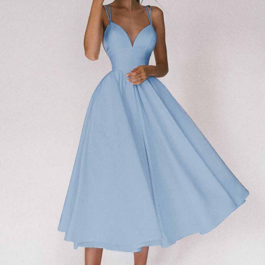 Vestido Feminino Midi azul